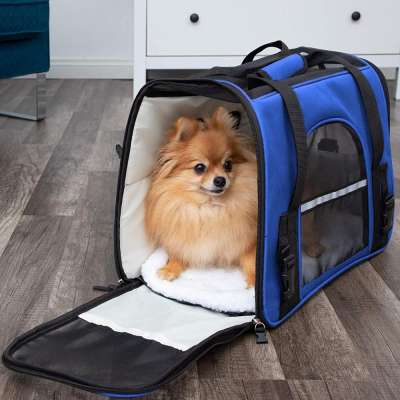 Airline Approved Pet Soft Sided Under Seat Carrier On-Board Bag Small Medium Cats Dogs Air-Plane Travel Rucksack Fleece Bolster